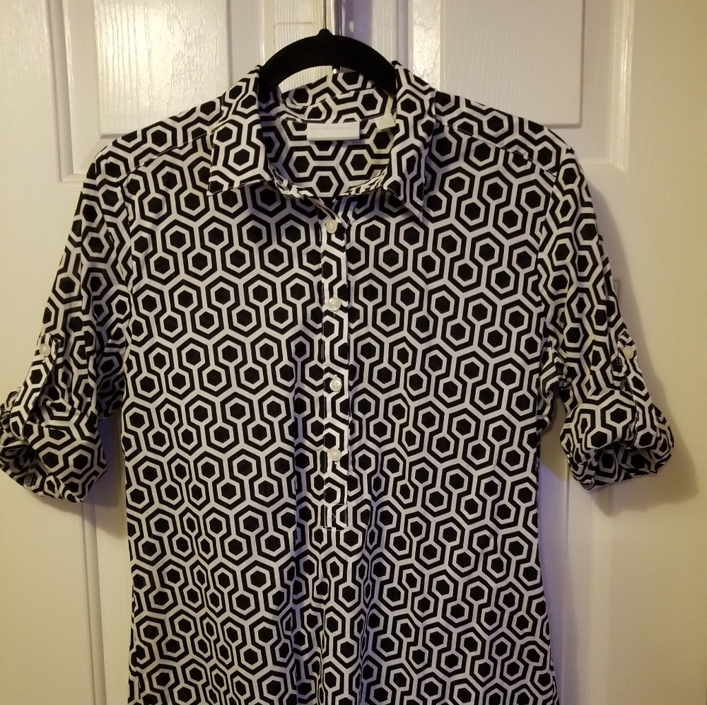 New York & Company black and white patterned tunic